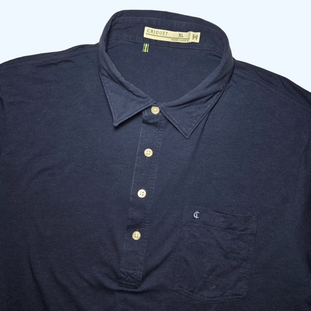 Criquet Polo Shirt Mens Pima Cotton Spandex Navy Blue XL Short Sleeve Pocket